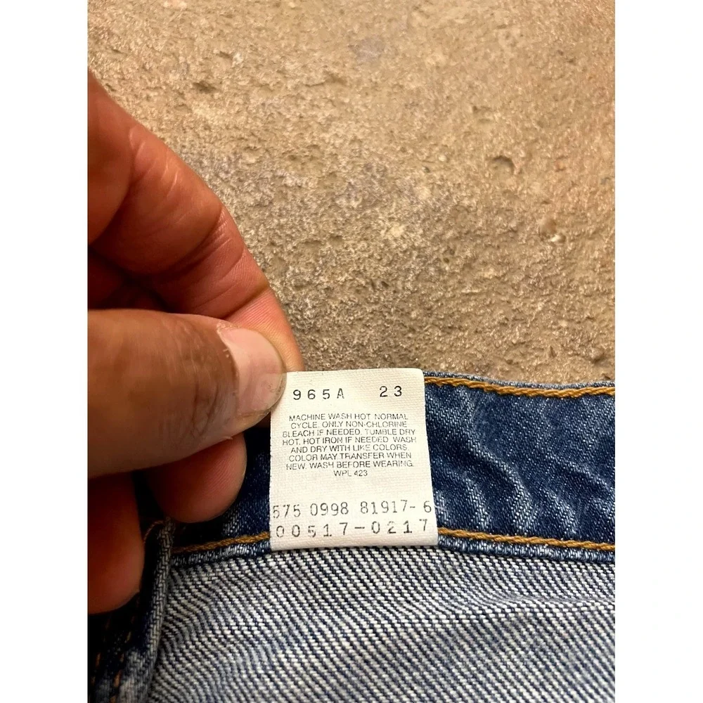 Vintage Levi's 517 Bootcut Jeans Mens 33x34 Blue Denim Distressed Cotton Raw Hem